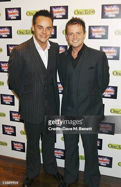 Presenters Ant McPartlin and Declan Donnelly arrive at the "British Comedy Awards 2004" at London Television Studios on December 22, 2004 in London....
