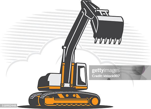 bildbanksillustrationer, clip art samt tecknat material och ikoner med excavator - anläggningsmaskin