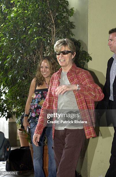 February 2004 - English singer David Bowie attends a press conference for his "Reality Tour" at the Quay Restaurant in Sydney, Australia.