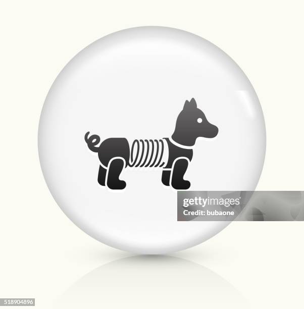 slinky dog toy icon on white round vector button - slinky stock illustrations
