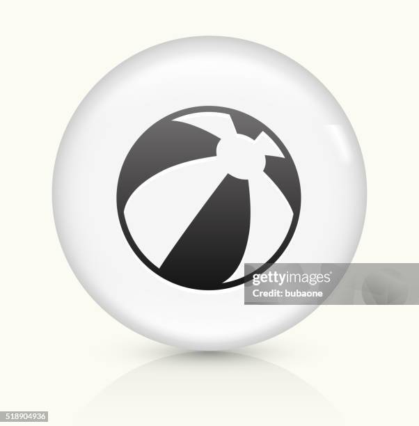 beach ball icon on white round vector button - inflatable ball stock illustrations