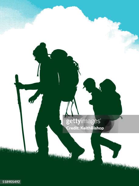 wanderer, camper hintergrund oder - geländefahren stock-grafiken, -clipart, -cartoons und -symbole