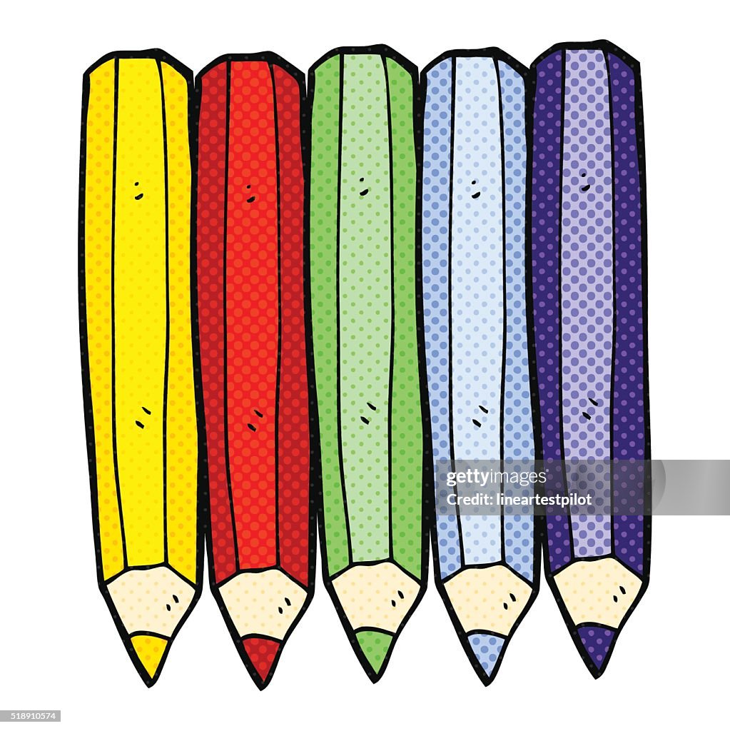 Libro De Historietas Estilo De Dibujos Animados Lápices De Colores  Ilustración de stock - Getty Images