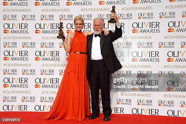 Denise Gough, winner of the Best Actress award for "People, Places and Things", and Kenneth Cranham, winner of the Best Actor award for "The Father",...