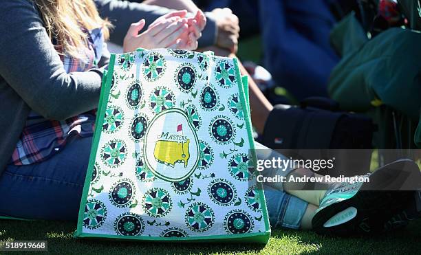 Masters merchandise bag is pictured during the Drive, Chip and Putt Championship at Augusta National Golf Club on April 3, 2016 in Augusta, Georgia.