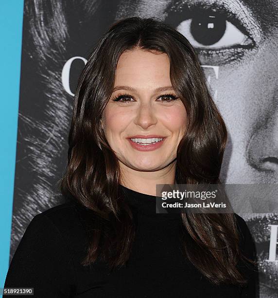 Actress Katie Lowes attends the premiere of "Confirmation" at Paramount Theater on the Paramount Studios lot on March 31, 2016 in Hollywood,...