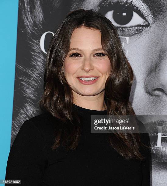 Actress Katie Lowes attends the premiere of "Confirmation" at Paramount Theater on the Paramount Studios lot on March 31, 2016 in Hollywood,...