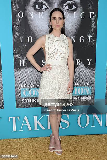 Actress Zoe Lister-Jones attends the premiere of "Confirmation" at Paramount Theater on the Paramount Studios lot on March 31, 2016 in Hollywood,...