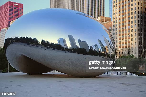 The Cloud Gate , a stainless sculpture by Anish Kapoor in Chicago's Millennium Park. A popular landmark, it was completed in 2004.