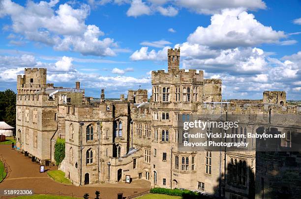 warwick castle panorama from above - warwick castle stock pictures, royalty-free photos & images