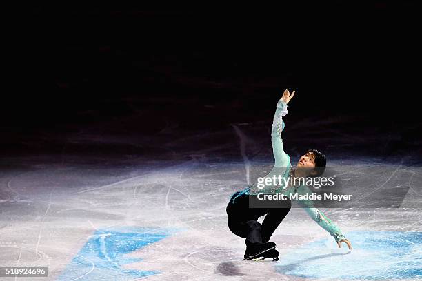 Yuzuru Hanyu of Japan performs during the Exhibition of Champions on Day 7 of the ISU World Figure Skating Championships 2016 at TD Garden on April...