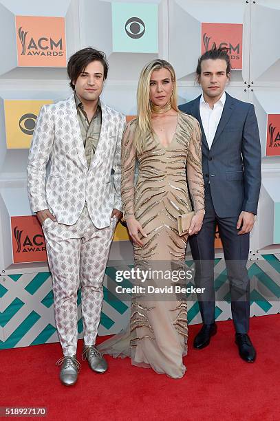 Singers Neil Perry, Kimberly Perry and Reid Perry of The Band Perry attend the 51st Academy of Country Music Awards at MGM Grand Garden Arena on...