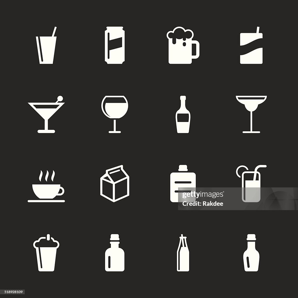 Conjunto de ícones de bebidas 3 branco Series