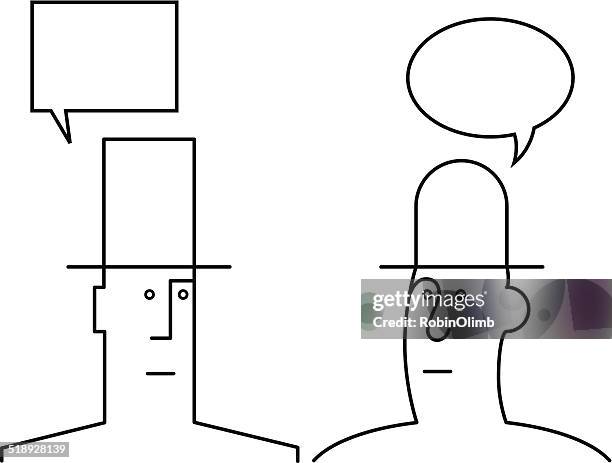line art men talking - derby hat vector stock illustrations