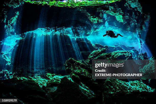 amazing underwater locations - spelunking stock pictures, royalty-free photos & images