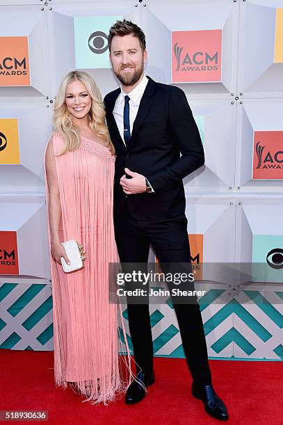 Singer Charles Kelley of Lady Antebellum and Cassie McConnell attend the 51st Academy of Country Music Awards at MGM Grand Garden Arena on April 3,...