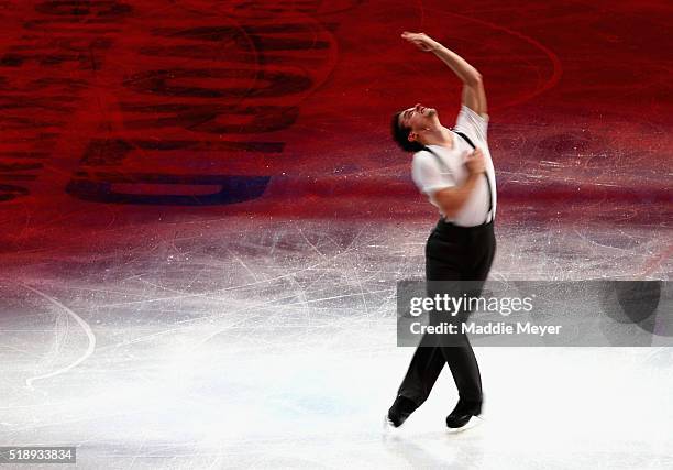 Javier Fernandez of Spain performas during the Exhibition of Champions on Day 7 of the ISU World Figure Skating Championships 2016 at TD Garden on...