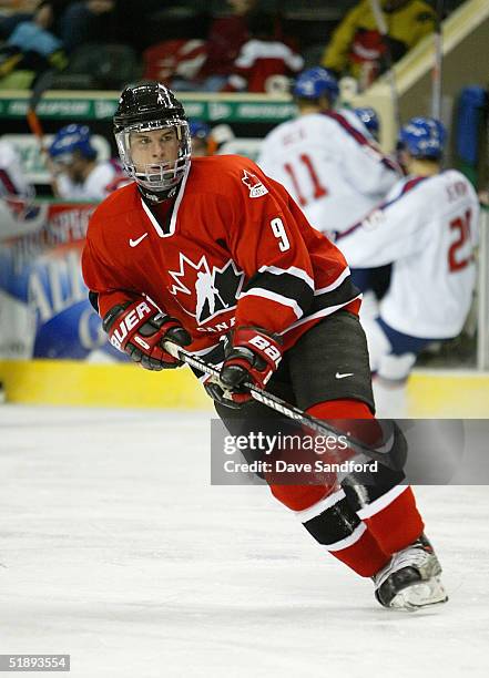 Sidney Crosby of Team Canada skates against Team Slovakia during the World Jr. Hockey tournament at the Ralph Englestad Arena, on December 25, 2004...