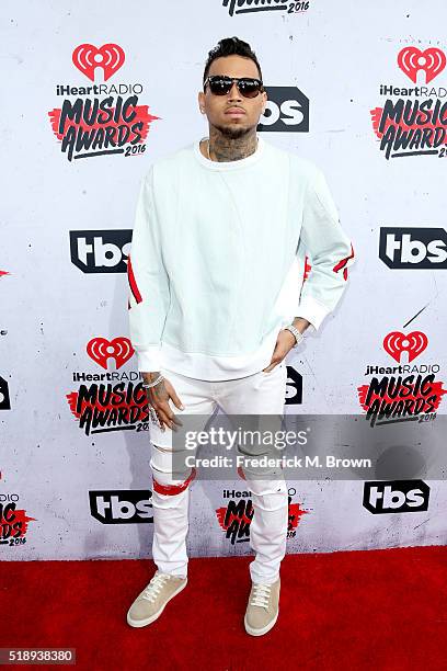 Recording artist Chris Brown attends the iHeartRadio Music Awards at The Forum on April 3, 2016 in Inglewood, California.