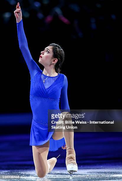 Evgenia Medvedeva of Russia performs during the exhibition of champions during Day 7 of the ISU World Figure Skating Championships 2016 at TD Garden...