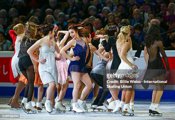 Ashley Wagner of the United States performs with fellow skaters during the exhibition of champions during Day 7 of the ISU World Figure Skating...