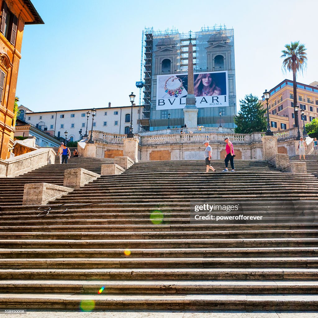Tourists walking up the Spanish Steps in Rome, Italy