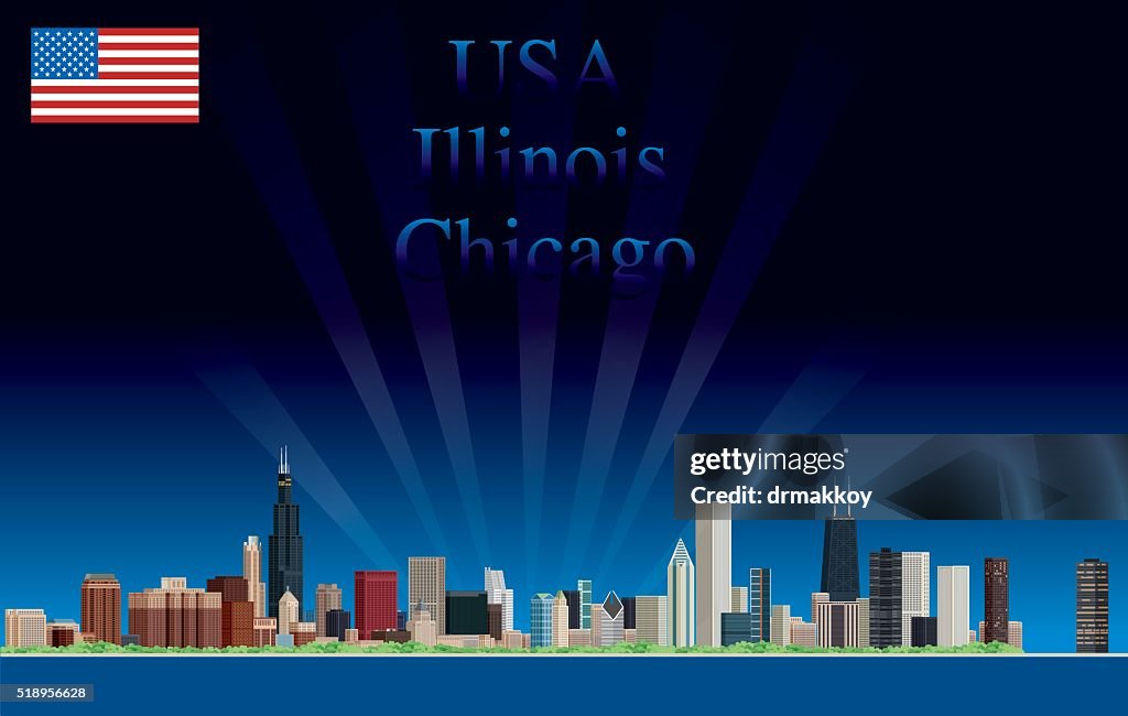 Chicago Night Skyline