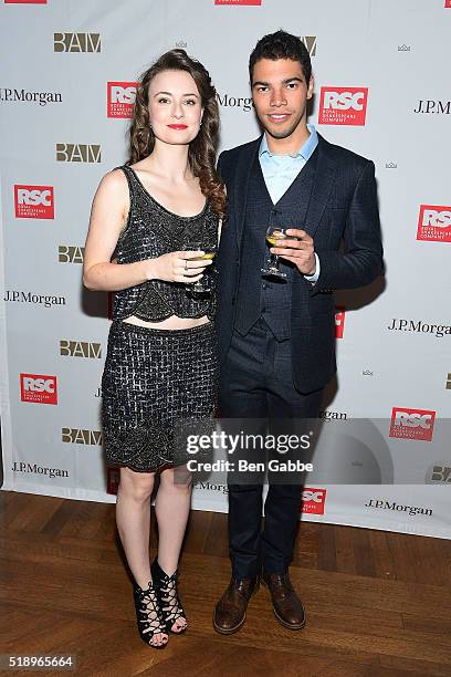 Actress Jennifer Kirby and actor David Abbott attend the Benefit Celebration Honoring Royal Shakespeare Company's "King & Country" at BAM Lepercq...