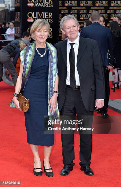Natasha Pyne and Paul Copley attend The Olivier Awards with Mastercard at The Royal Opera House on April 3, 2016 in London, England.