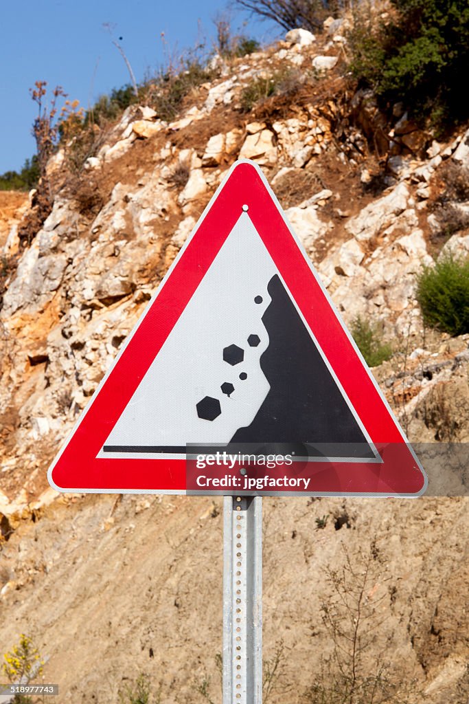 Road Traffic Sign Rock Fall High-Res Stock Photo - Getty Images