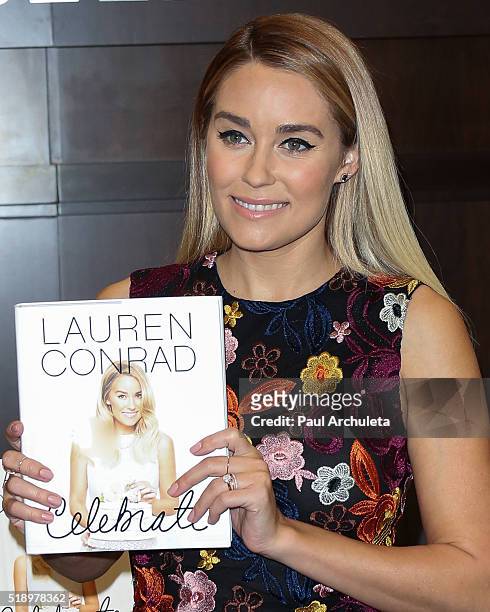 Reality TV Personality Lauren Conrad signs copies of her new book "Celebrate" at Barnes & Noble at The Grove on April 3, 2016 in Los Angeles,...