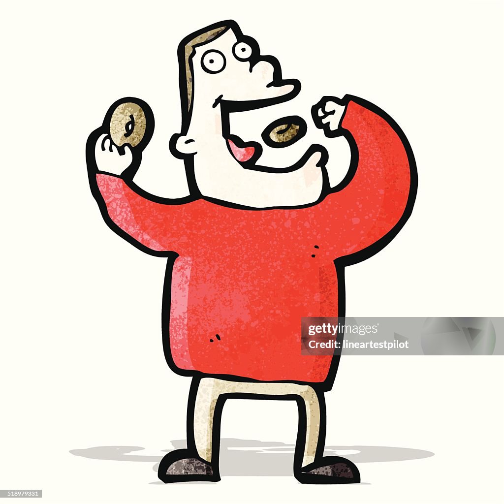 Cartoon Greedy Man Eating Junk Food High-Res Vector Graphic - Getty Images