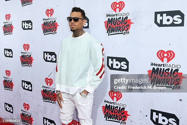 Singer Chris Brown attends the iHeartRadio Music Awards at The Forum on April 3, 2016 in Inglewood, California.