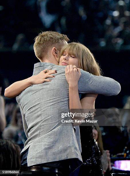 Recording artists Calvin Harris and Taylor Swift at the iHeartRadio Music Awards which broadcasted live on TBS, TNT, AND TRUTV from The Forum on...