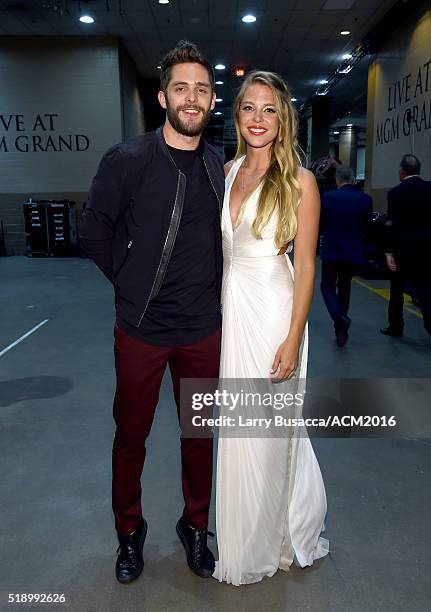 Recording artist Thomas Rhett and Lauren Gregory attend the 51st Academy of Country Music Awards at MGM Grand Garden Arena on April 3, 2016 in Las...