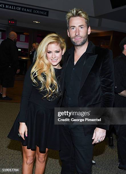 Avril Lavigne and Chad Kroeger attend the 2016 Juno Awards at Scotiabank Saddledome on April 3, 2016 in Calgary, Canada.