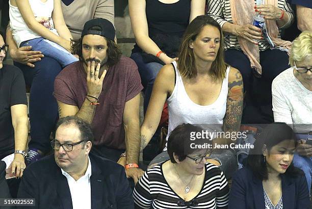 Laure Manaudou and her boyfriend Jeremy Frerot, singer of 'Frero Delavega' attend day 6 of the French National Swimming Championships at Piscine...