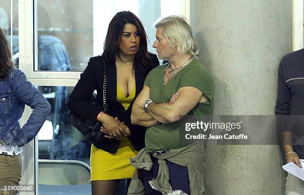 Philippe Lucas and his new girlfriend attend day 6 of the French National Swimming Championships at Piscine Olympique d'Antigone on April 3, 2016 in...