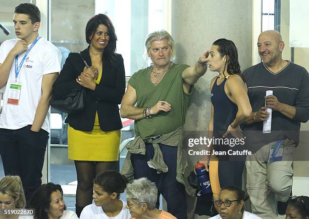 Philippe Lucas and his new girlfriend attend day 6 of the French National Swimming Championships at Piscine Olympique d'Antigone on April 3, 2016 in...