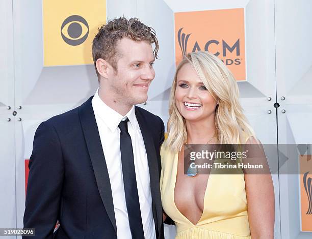 Anderson East and Miranda Lambert attend the 51st Academy of Country Music Awards at MGM Grand Garden Arena on April 3, 2016 in Las Vegas, Nevada.
