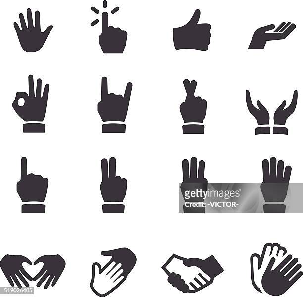 ilustraciones, imágenes clip art, dibujos animados e iconos de stock de iconos de las manos-serie acme - gestos de las manos