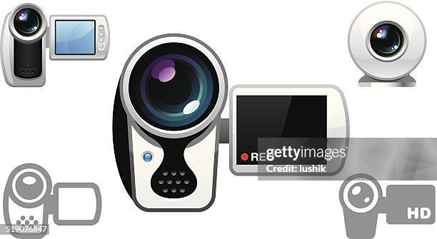 home video camera object icons - webcam view stock illustrations