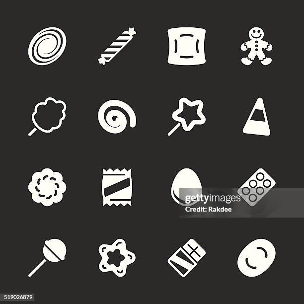 candy icons set 3 - white series - chocolate mints stock illustrations