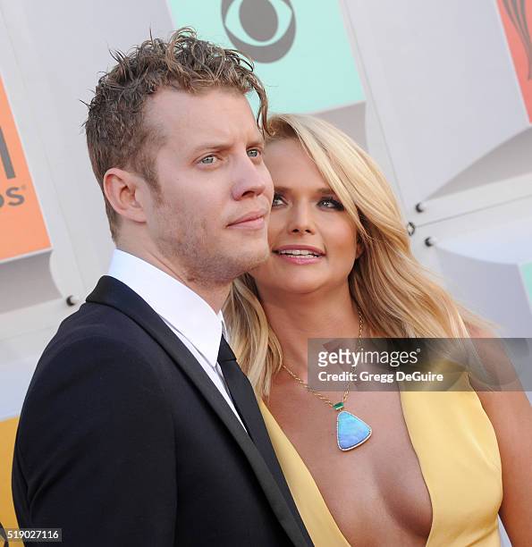 Singer Miranda Lambert and boyfriend Anderson East arrive at the 51st Academy Of Country Music Awards at MGM Grand Garden Arena on April 3, 2016 in...