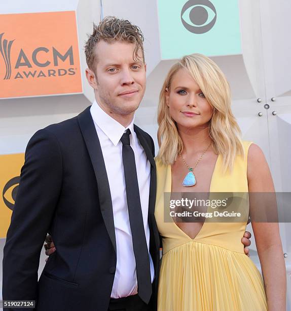 Singer Miranda Lambert and boyfriend Anderson East arrive at the 51st Academy Of Country Music Awards at MGM Grand Garden Arena on April 3, 2016 in...