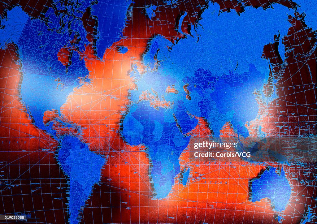 Blue Continents with Shipping Routes