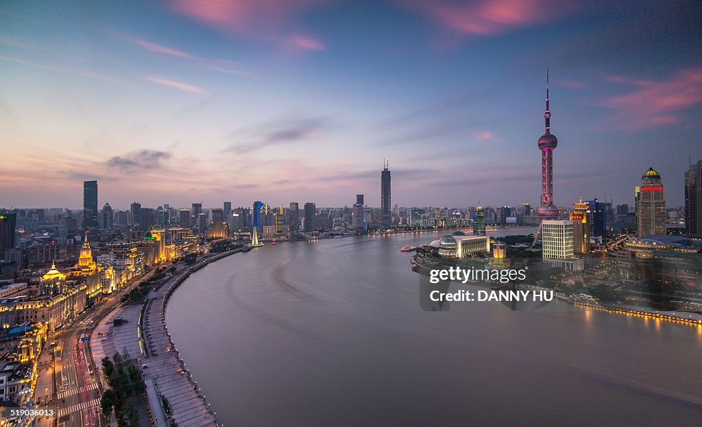 Red cloud above Huangpu river
