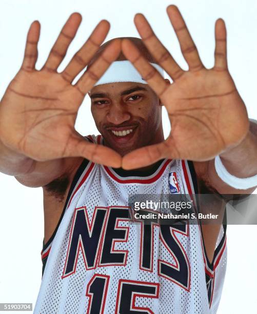 Vince Carter of the New Jersey Nets poses for a portrait at the Champion Center Practice Facility on December 23, 2004 in East Rutherford, New...