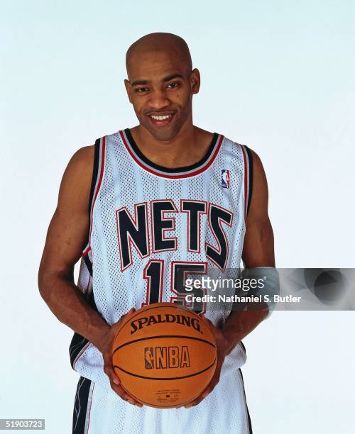 Vince Carter of the New Jersey Nets poses for a portrait at the Champion Center Practice Facility on December 23, 2004 in East Rutherford, New...