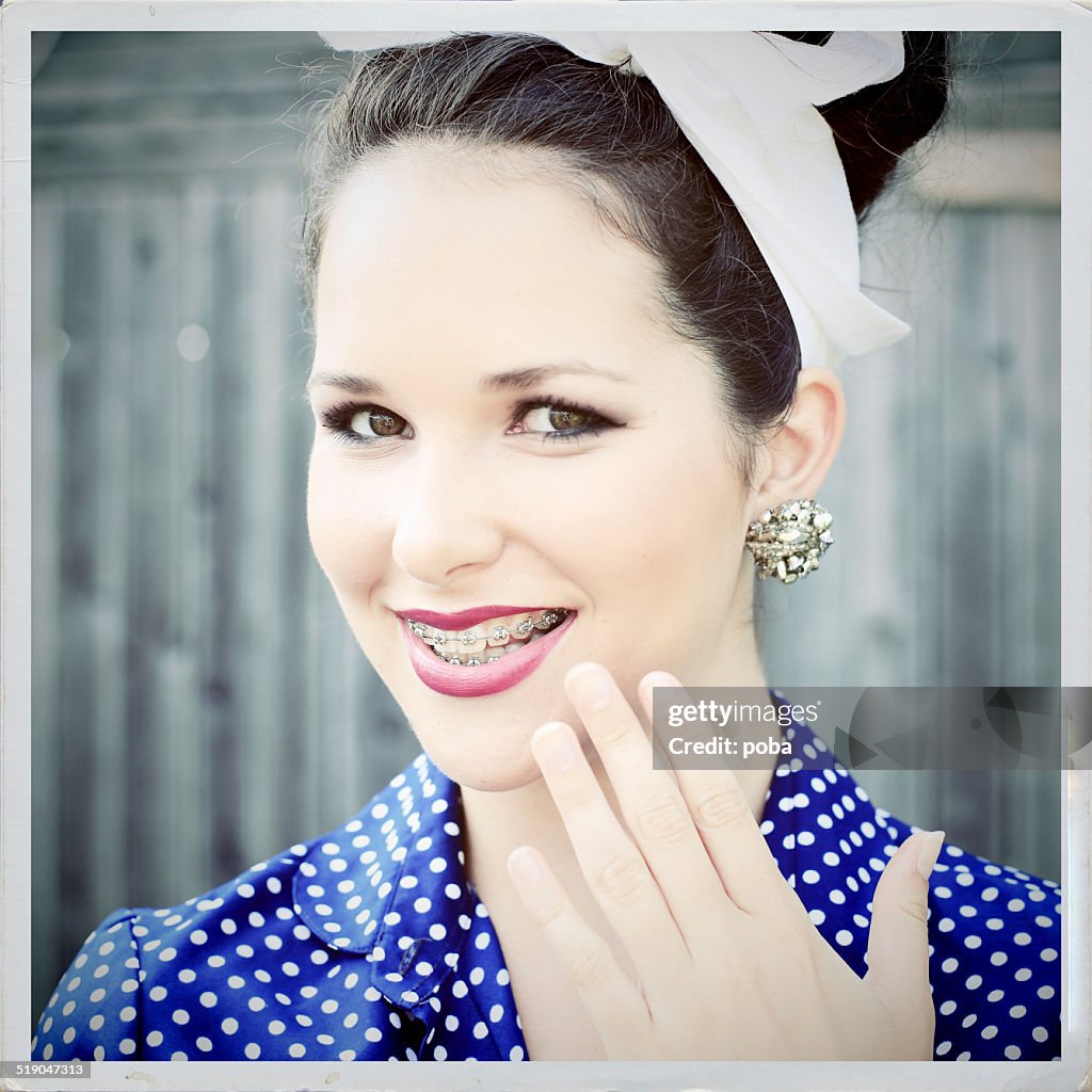 Young  beautiful  girl with braces